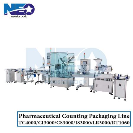 Nutraceutical and Pharmaceutical Packaging Line (Counter - Cotton Inserter - Capper - Labeller)